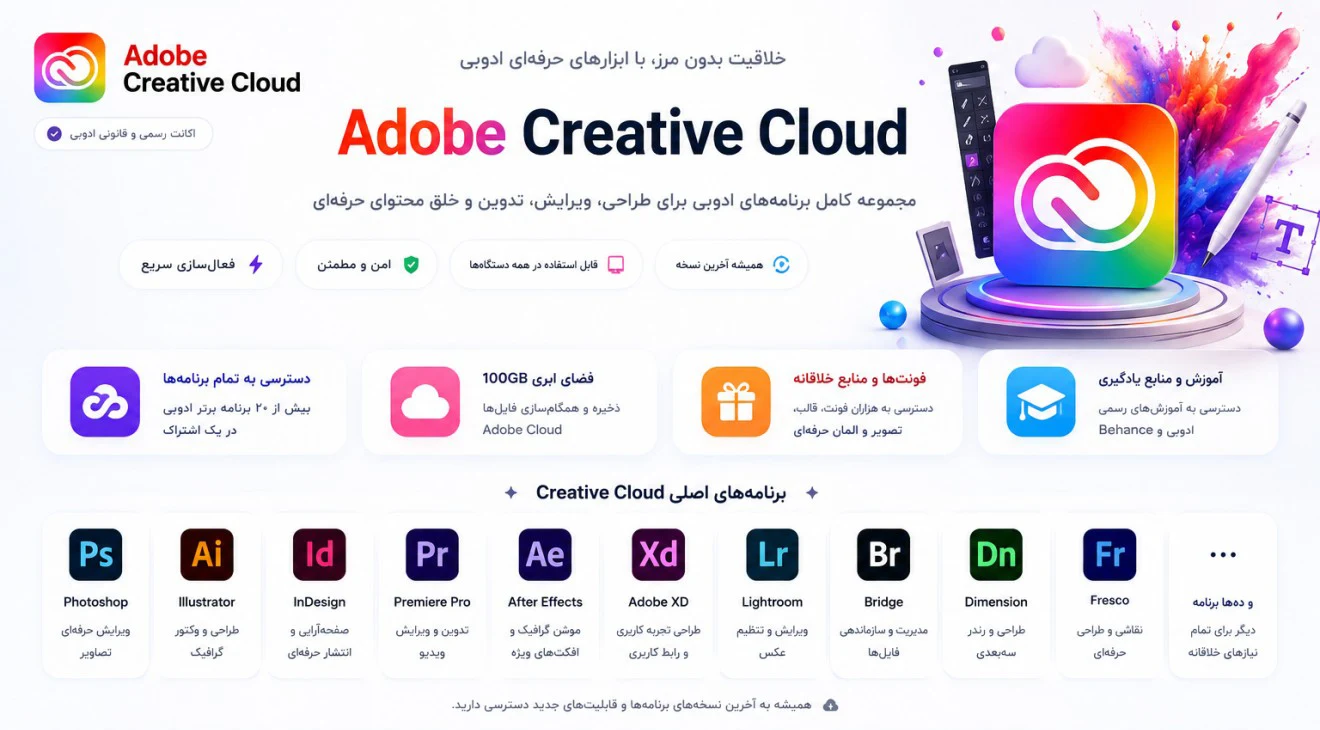 اکانت ادوبی Adobe Creative Cloud (گیفت کارت با تخفیف) 